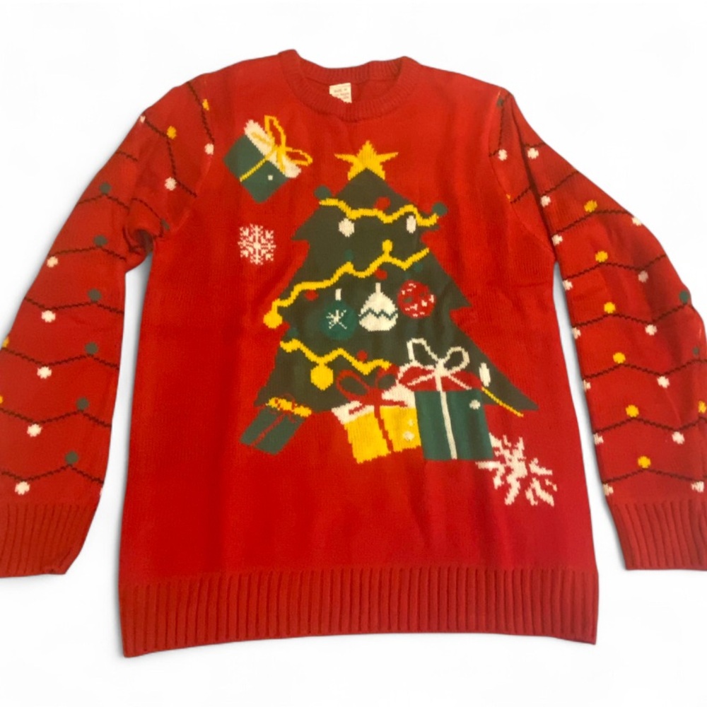 Christmas Tree Ugly Holiday Sweater Lights & Presents Size M